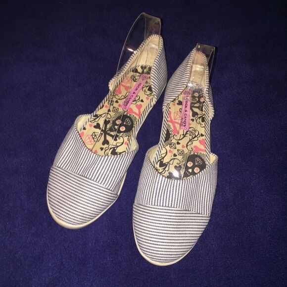 Rock & Candy by Zigi Munchie Flats Size 7 Striped Fabric Sneaker Blue White - Picture 8 of 10